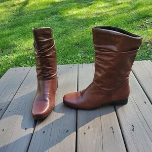 Vintage 90s y2k Brown Leather Slouchy Boho Western Cowboy‎ Cowgirl Boots